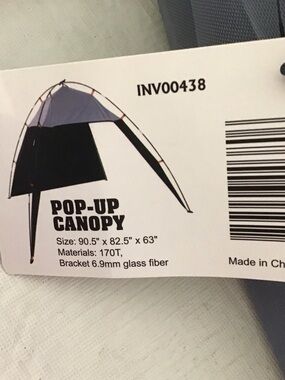 Pop-Up Canopy Shelter -Gray and Black